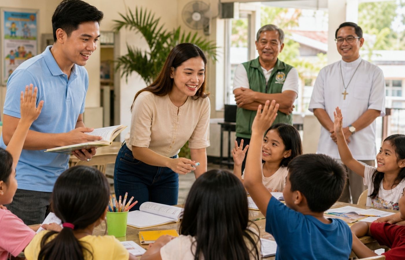 Children and educators representing one Montessori-informed foundation leading to Filipino and English Reading and Writing pathways
