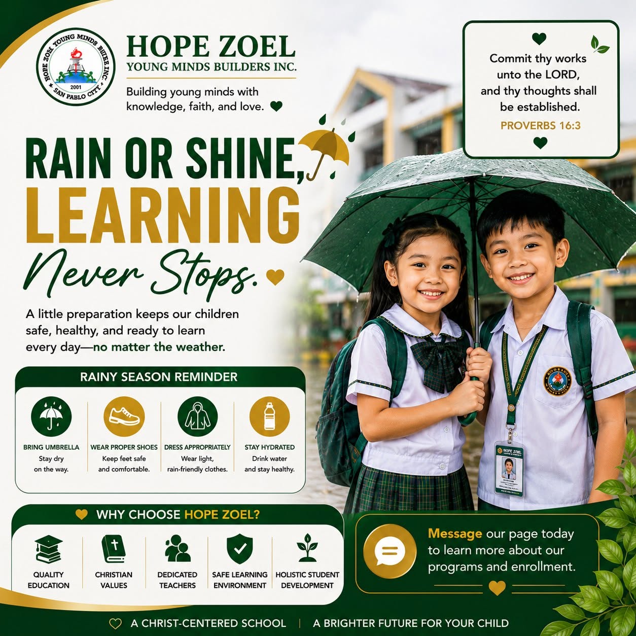 Teachers and school leaders participating in professional development at Hope Zoel in San Pablo City