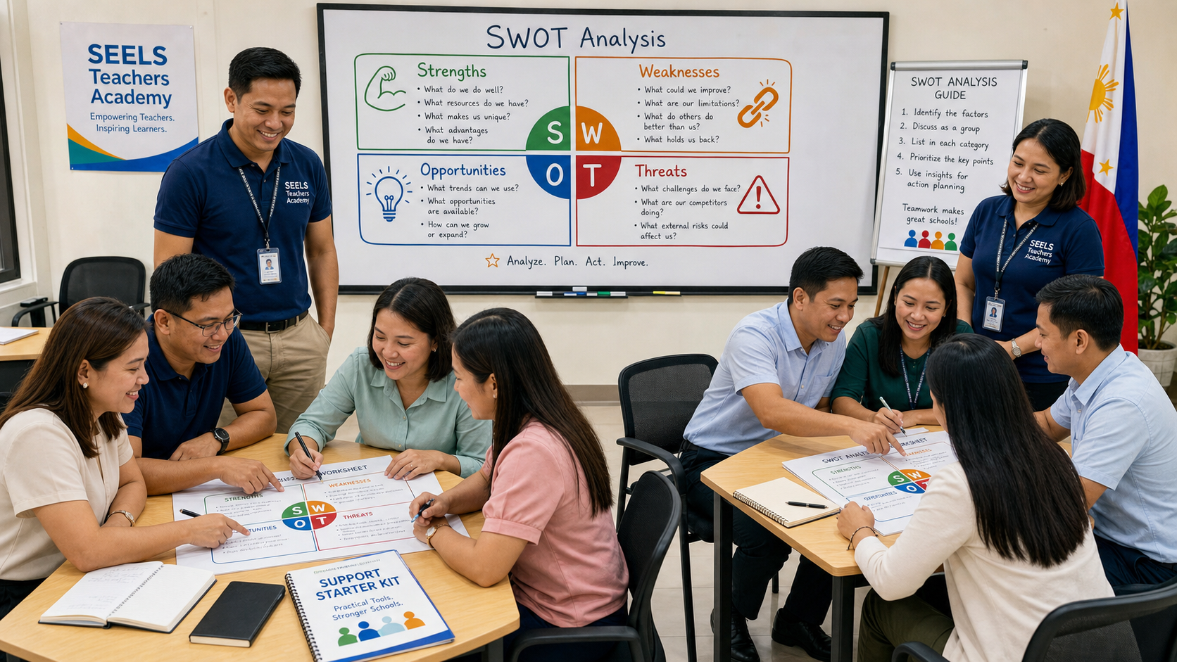 SEELS educators preparing an early literacy teaching and tutorial center pathway