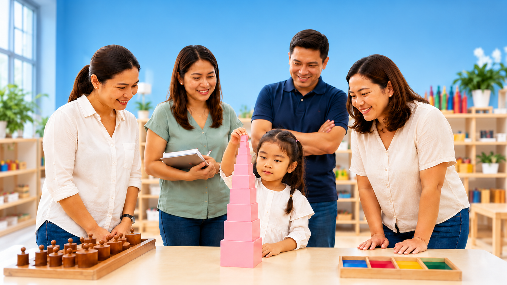 Educators exploring Montessori principles and prepared learning environments